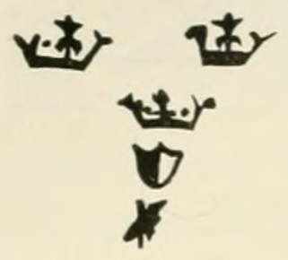 The Three crowns, with shield and sprig mark of Marieberg, as engraved in Chaffers 1891